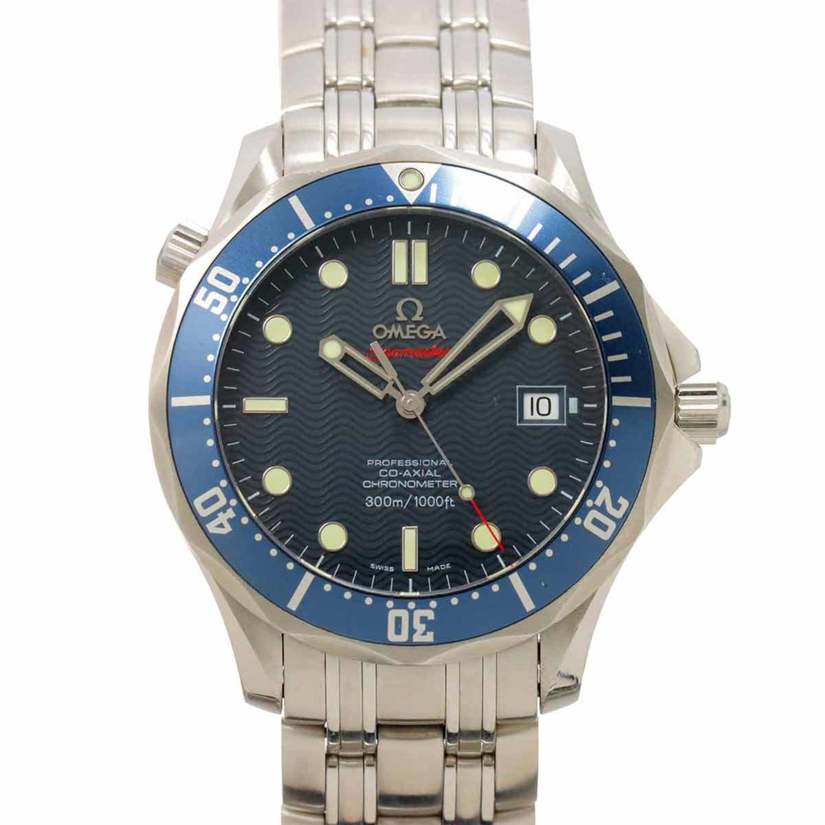 Pre-Owned OMEGA Seamaster Professional 300 Co-Axial Chronometer 2220 80 Men's Watch with Date, Navy Blue, Automatic