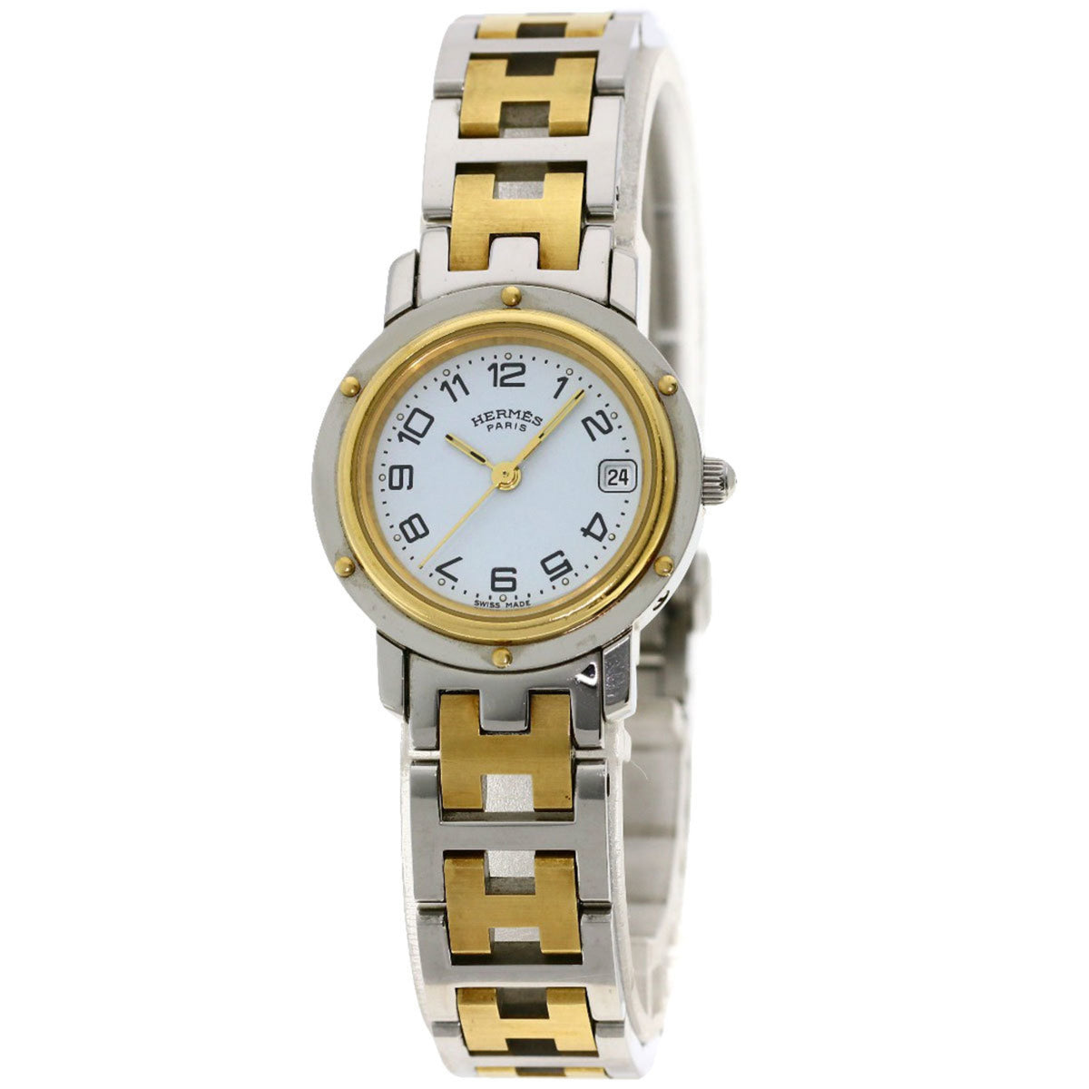 Pre-Owned Herm?s CL4.220 Clipper Watch in Stainless Steel/SSxGP for Women