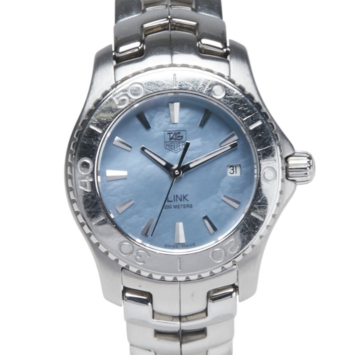 Pre-Owned TAG Heuer Link Shell Dial Watch WJ1316 Quartz Blue Stainless Steel Women's HEUER