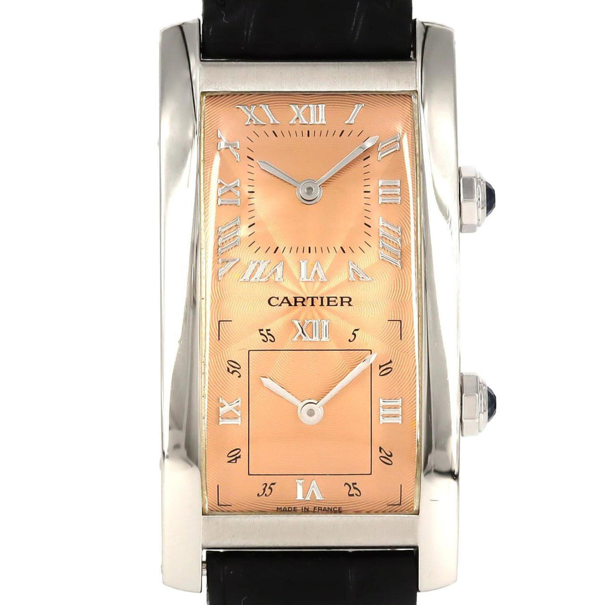 Gebrauchte Cartier Tank Cintrée 2 Time Zone PT LIMITED W1519951 Armbanduhr Handaufzug 