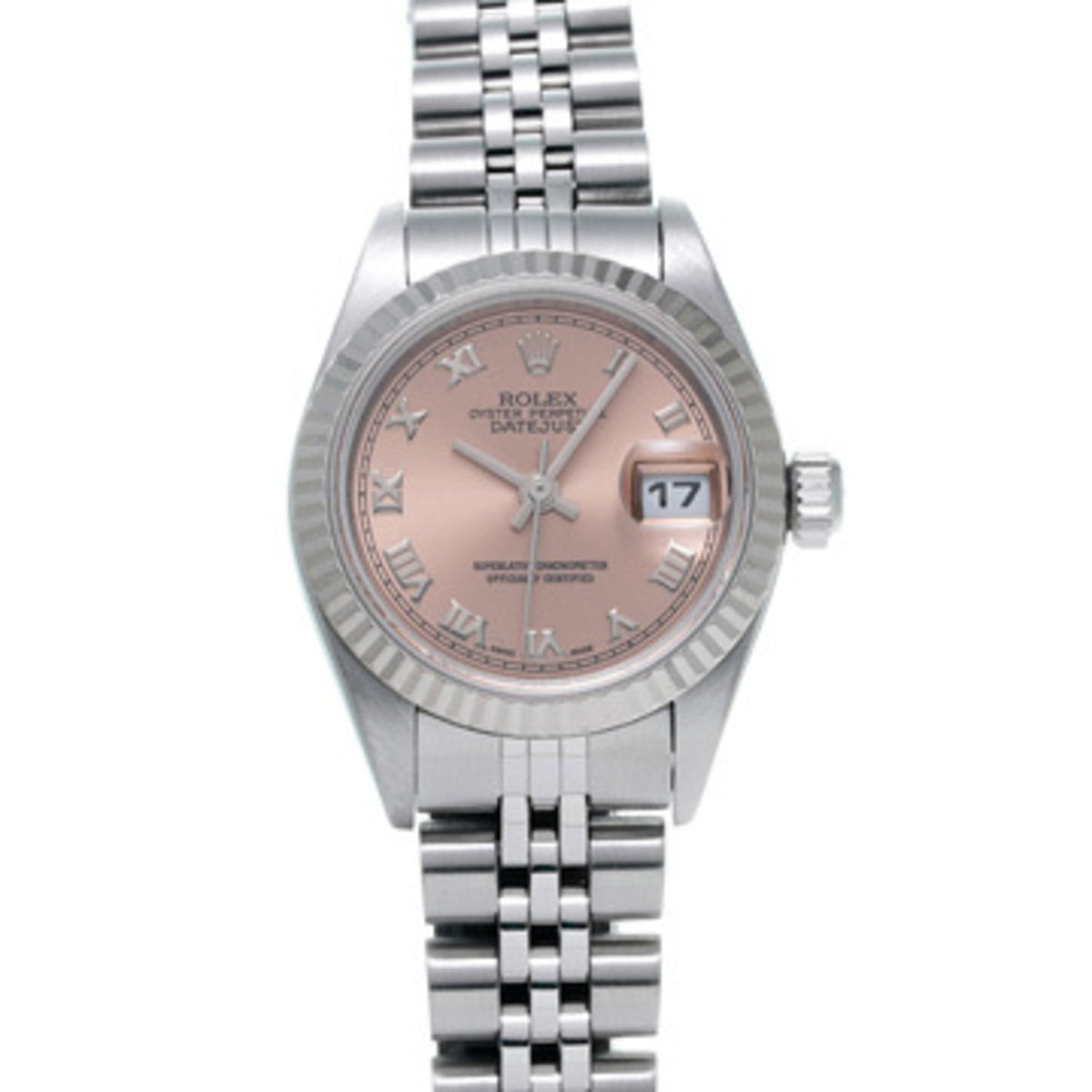 Gebrauchte Rolex Datejust 79174 F-Serie (hergestellt um 2005) Rosa Damenuhr mit Automatikaufzug 