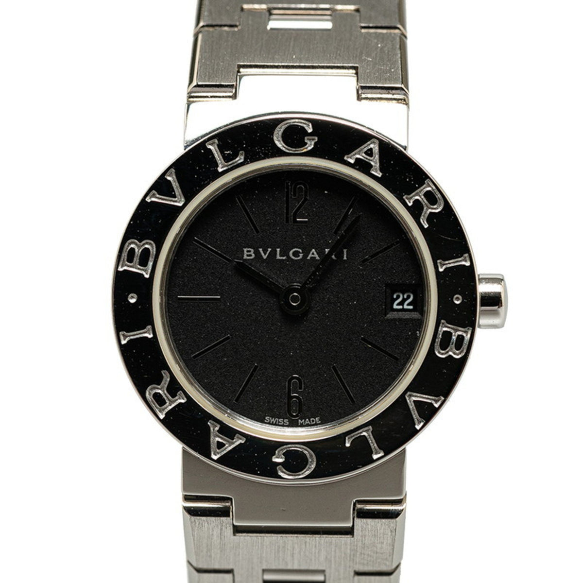 Gebrauchte BVLGARI Uhr BB23SS Quarz Schwarzes Zifferblatt Edelstahl Damen 