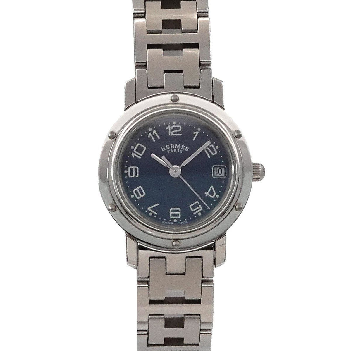 Pre-Owned Herm?s Clipper CL4 210 Women's Watch with Date, Blue Quartz Movement