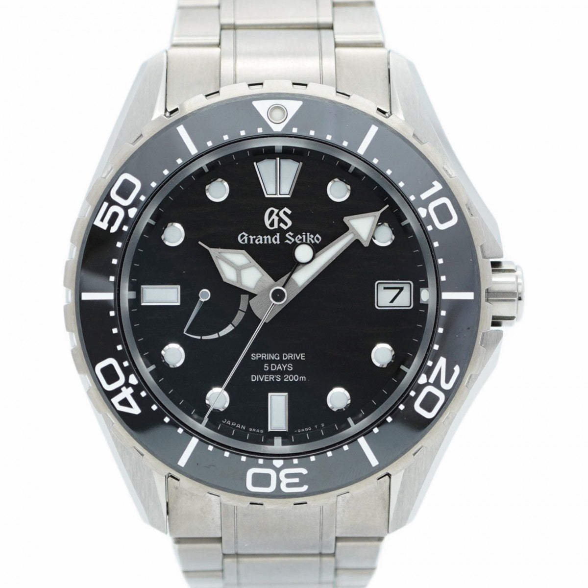 Gebrauchte Seiko Grand 9RA5-0AC0 Herrenuhr mit schwarzem Zifferblatt 