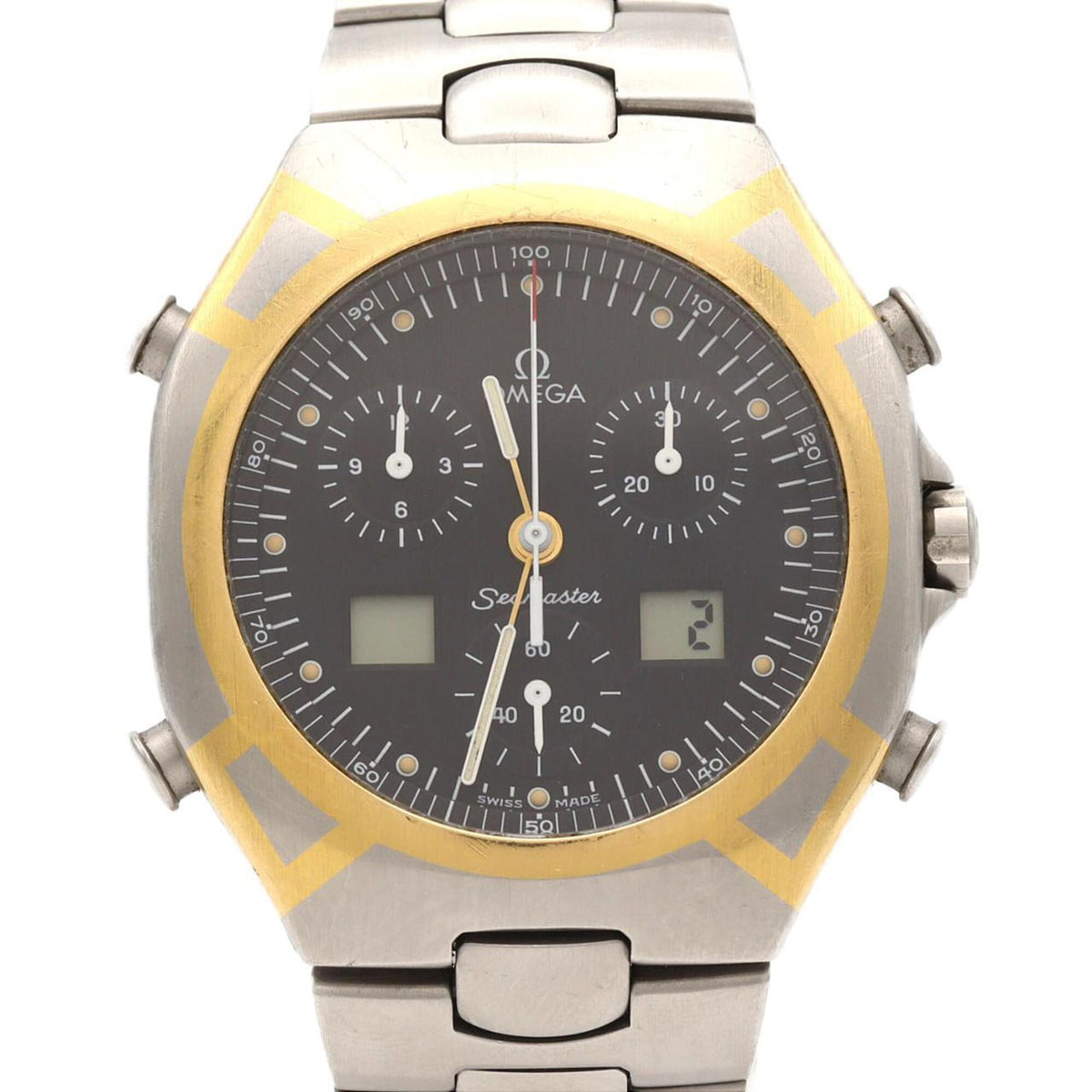 Pre-Owned Omega Seamaster Polaris Two-Tone Stainless Steel x Gold-Plated Quartz Watch