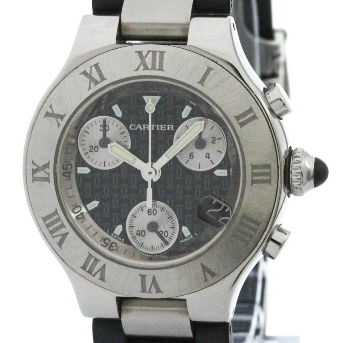 Gebrauchte polierte CARTIER Must 21 Chronoscaph Stahl Quarz Damenuhr W10198U2 BF582827 