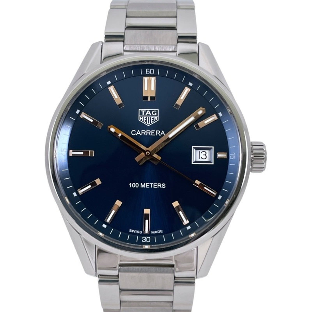 Pre-Owned TAG HEUER Carrera 39mm WAR1112.BA0601 Stainless Steel Men's Watch with Date Display and Quartz Movement, Blue Dial