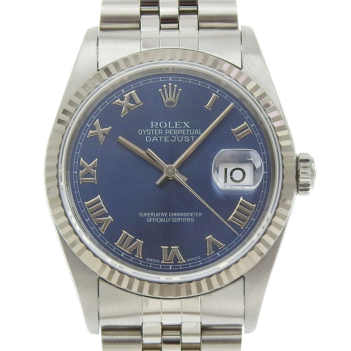 Pre-Owned Like New Rolex Datejust 16234 Blue Dial Stainless Steel 18K White Gold 2024/05 Automatic 36mm Men's Watch
