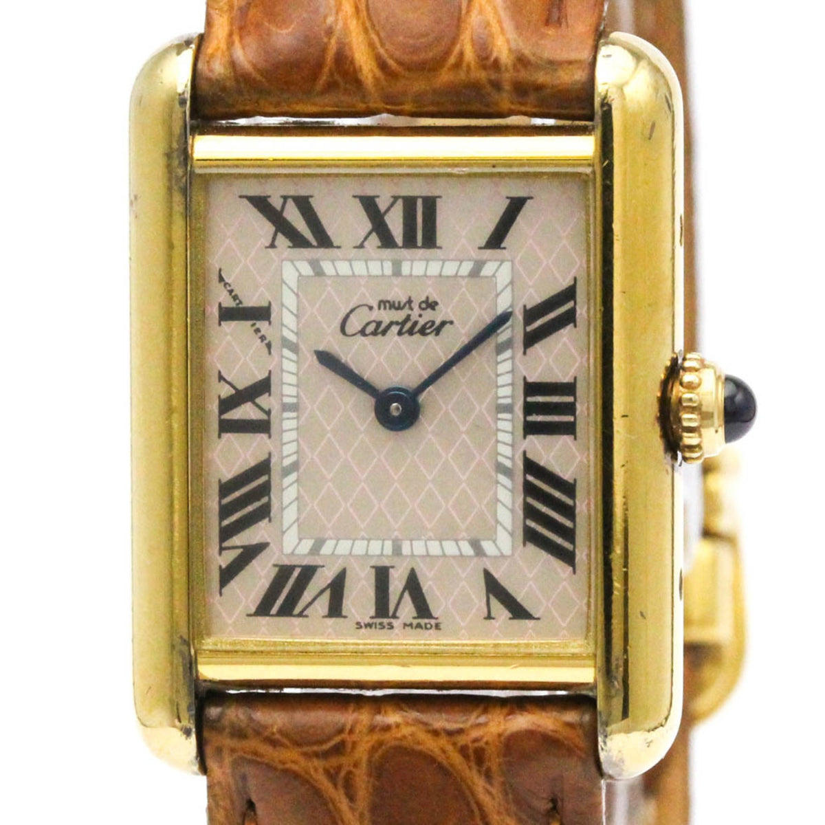 Pre-Owned CARTIER Must Tank X'mas LTD Edition Gold Plated Ladies Watch W1018687
