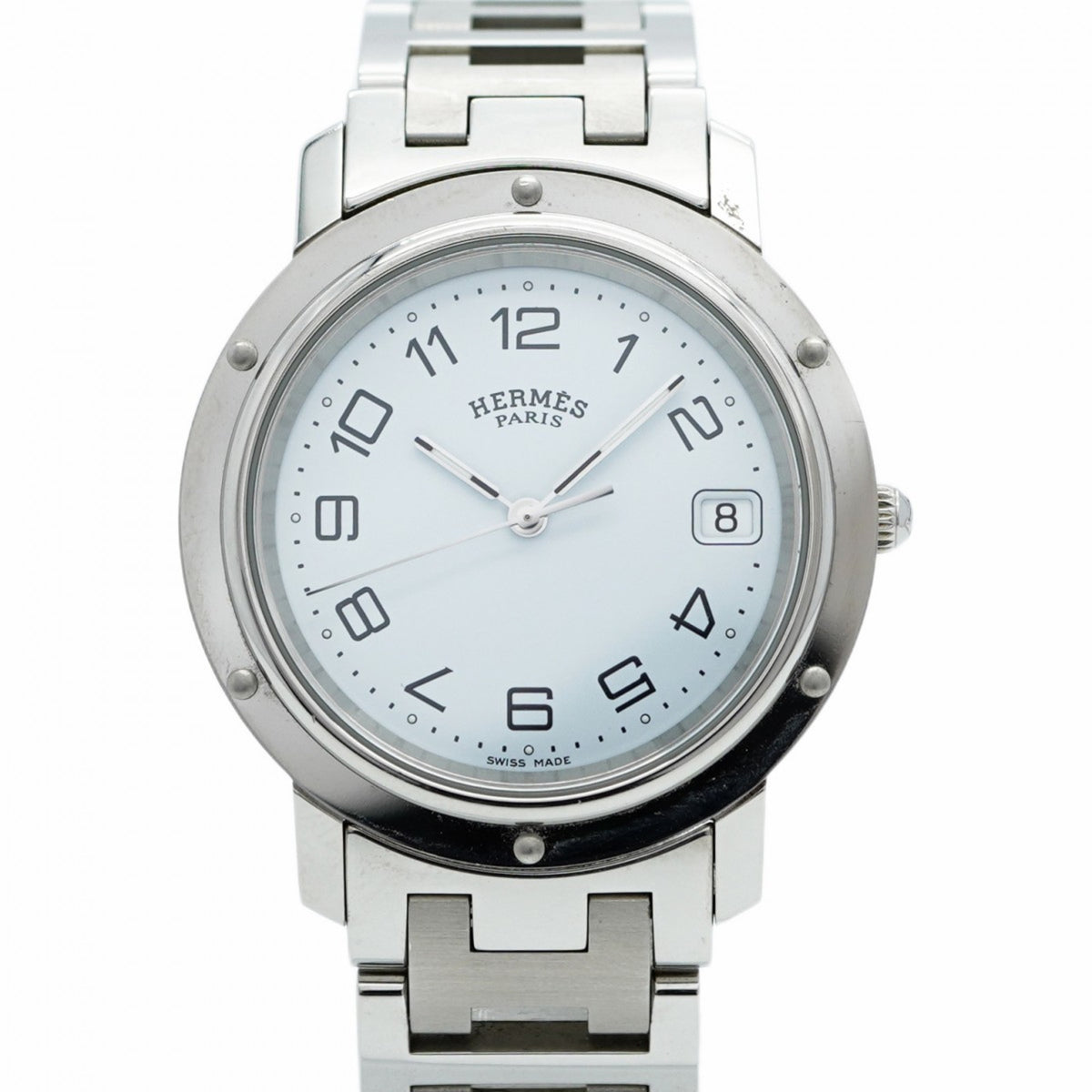 Pre-Owned Herm?s Clipper CL6.710 White Dial Men's Watch