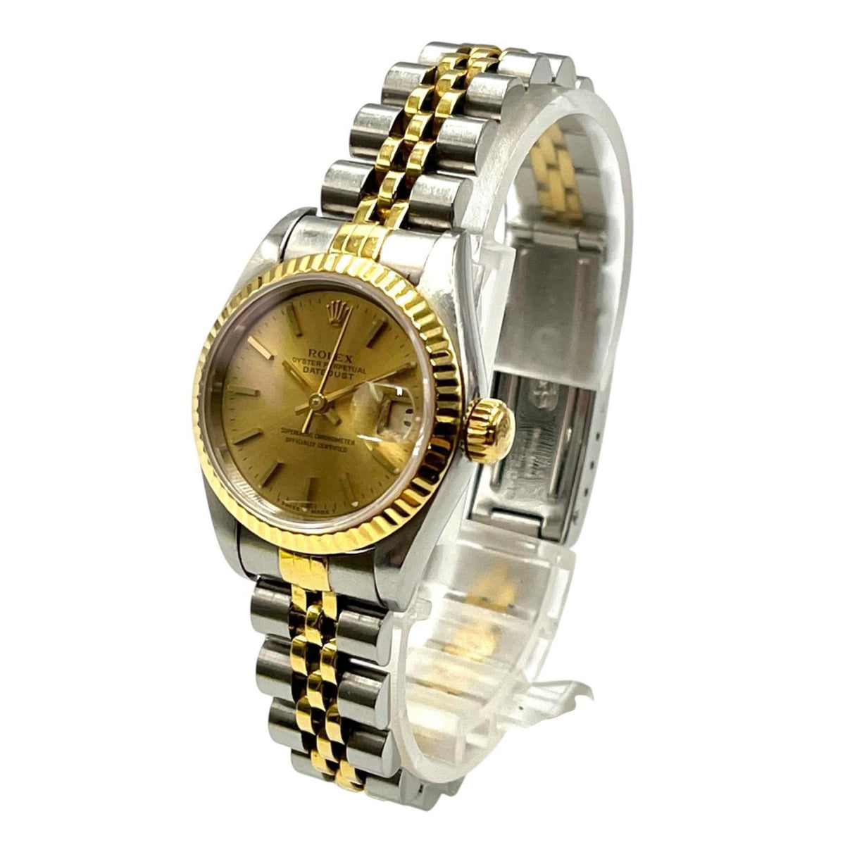 Pre-Owned Rolex Datejust Automatic Watch 69173 Stainless Steel/Yellow Gold with Champagne Dial for Women
