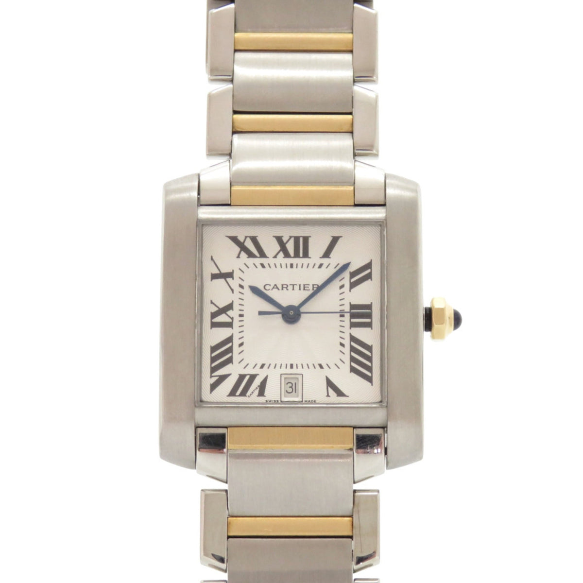 Pre-Owned Excellent condition Cartier Tank Fran?aise LM two-tone watch W51005Q4 stainless steel 18K yellow gold and silver automatic 0426