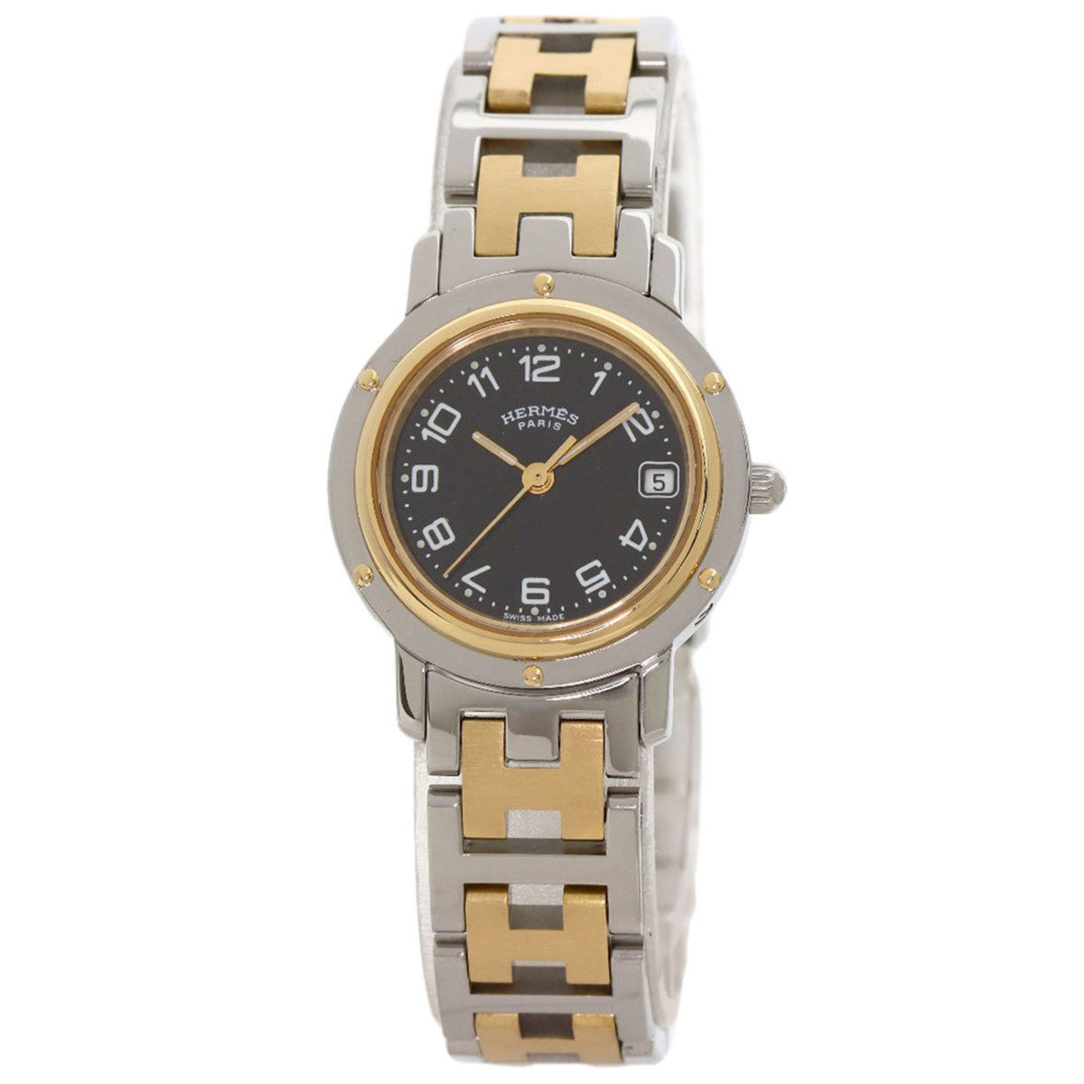 Pre-Owned Hermes Clipper Watch Stainless Steel SSxGP Ladies HERMES