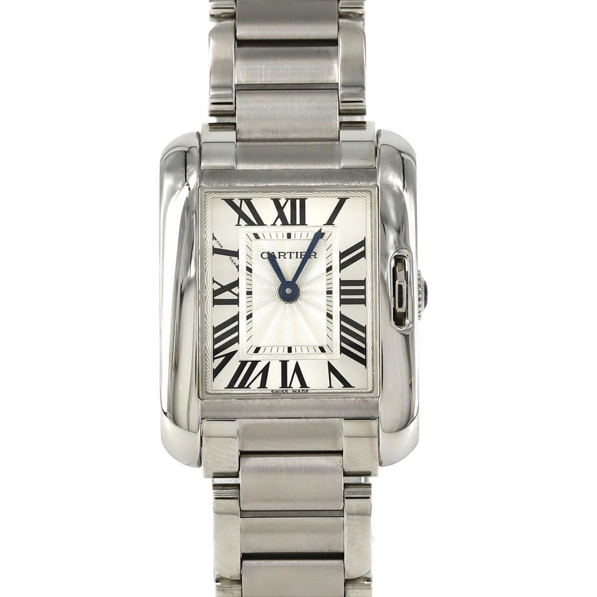 Gebrauchte Cartier Tank Anglaise SM W5310022 SS Armbanduhr Quarz 