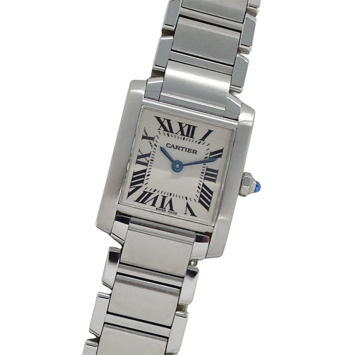 Pre-Owned Cartier Tank Fran?aise Women's Watch, Small Quartz, Stainless Steel, W51008Q3, Silver/Ivory, Polished