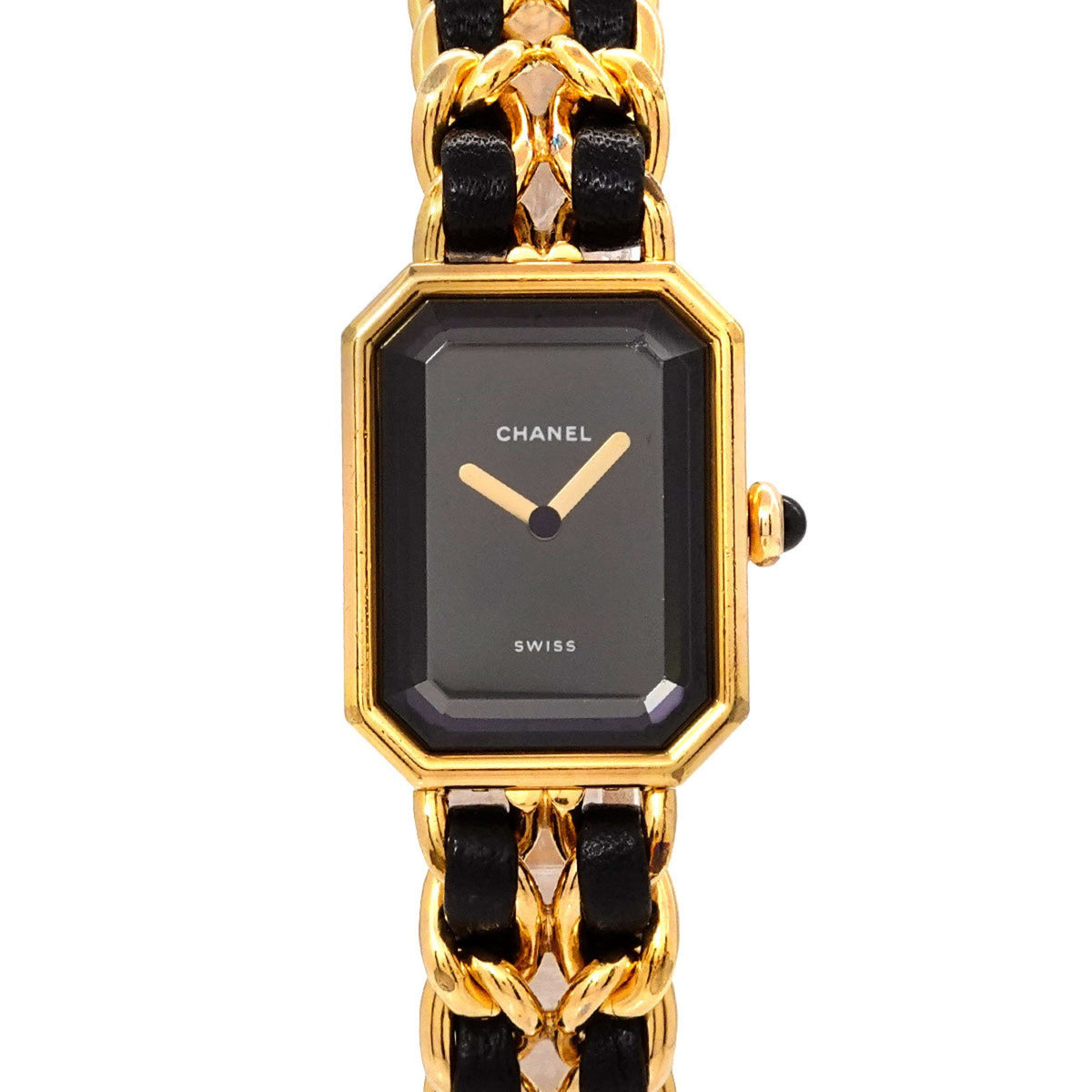 Gebrauchte CHANEL Premiere L Größe H0001 Damenuhr Schwarz Gold Quarz 
