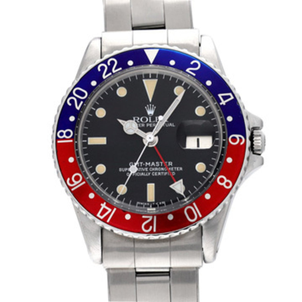 Gebrauchte Rolex GMT Master USA Armband 1675 14. Serie (hergestellt um 1966) Schwarze Herrenuhr Automatik 