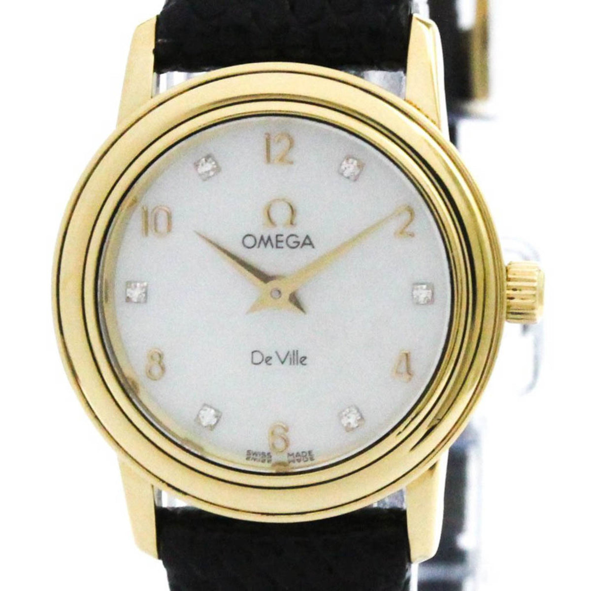 Gebrauchte OMEGA De Ville Diamant MOP Zifferblatt 18K Gold Quarz Damenuhr 4670.75.02 BF575133 