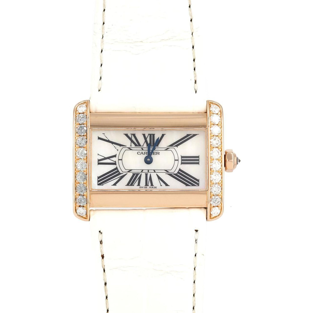 Gebrauchte Cartier Mini Tank Divan PG D WA302471 PG/RG Armbanduhr Quarz 
