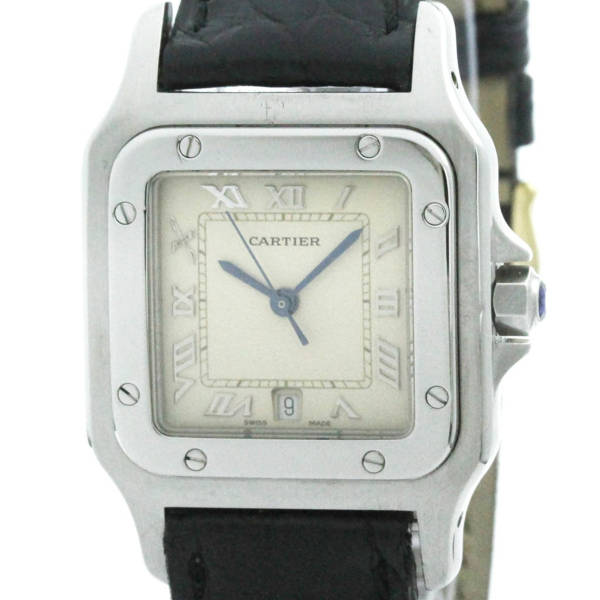 Pre-Owned CARTIER Santos Galbee Steel Quartz Mens Watch W20025D6 Polished