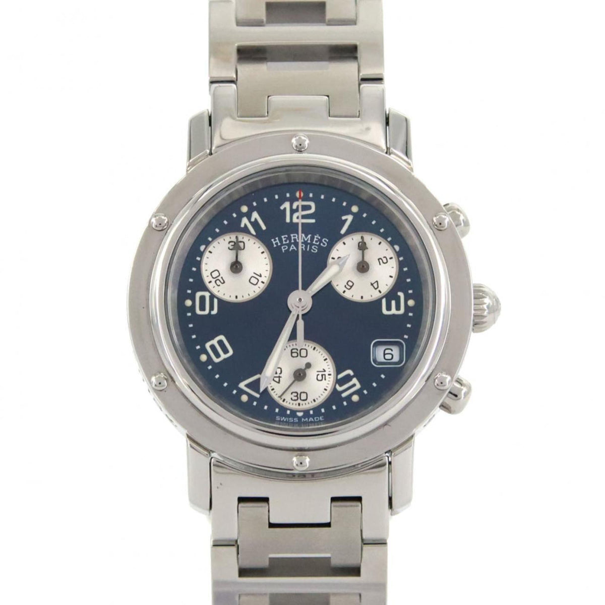 Pre-Owned Herm?s Clipper Chronograph CL1.310 Stainless Steel Quartz Watch