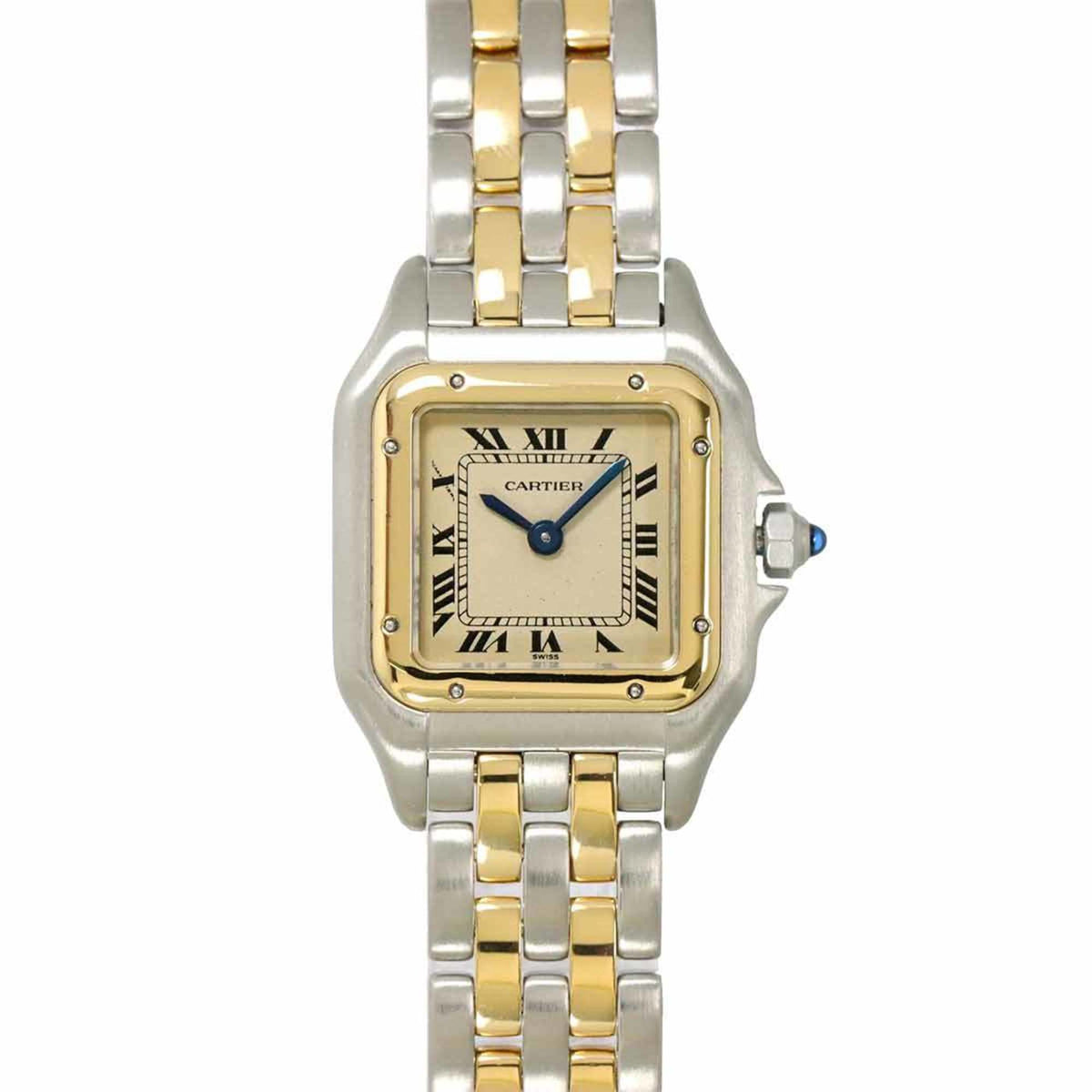 Pre-Owned Cartier Panthere SM 2-Row Two-Tone Women's Watch 84083242 Ivory 18KYG Yellow Gold Quartz Movement