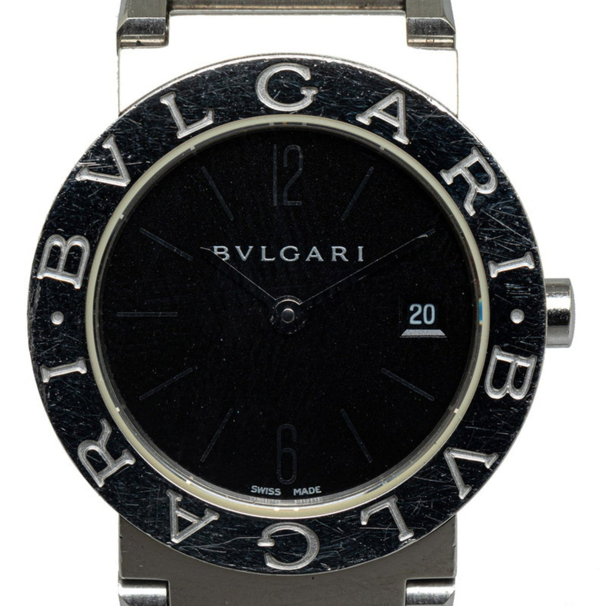 Gebrauchte BVLGARI Uhr BB26SS Quarz Schwarzes Zifferblatt Edelstahl Damen 