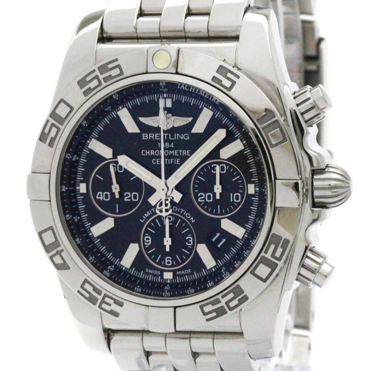 Pre-Owned BREITLING Chronomat 44 Japan LTD MOP Steel Mens Watch AB0111 Polished