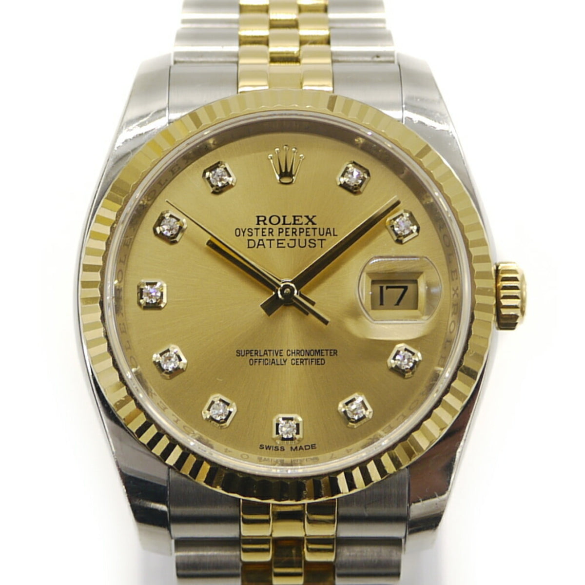 Gebrauchte ROLEX Rolex Datejust 10P Diamond 116233 SS/YG Automatikuhr mit goldenem Zifferblatt 