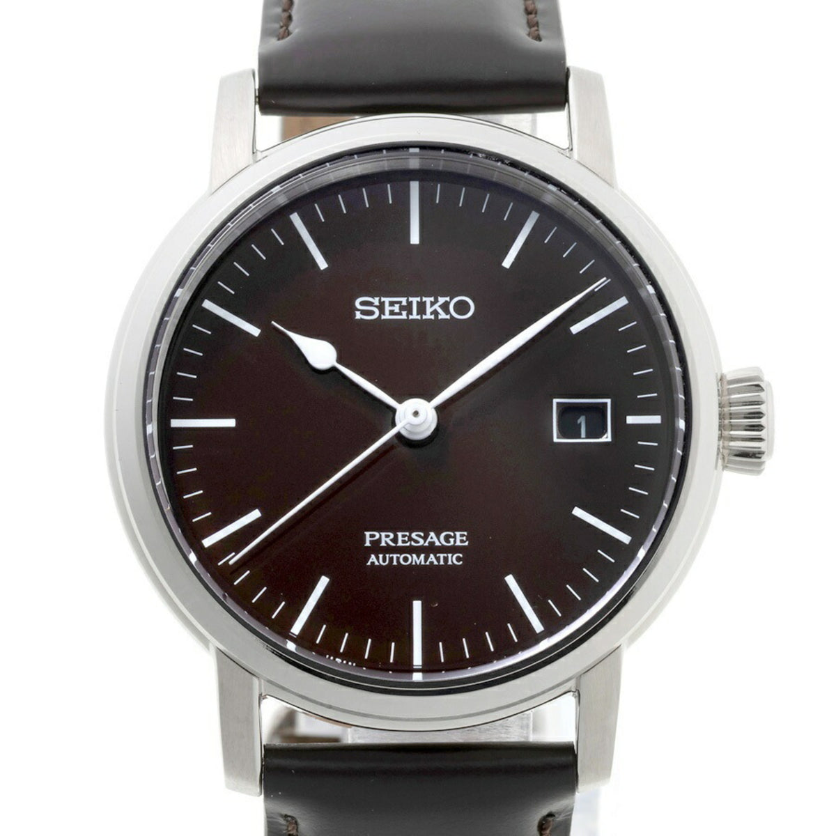 Gebrauchte Seiko Presage Prestige Line SARX067 6R35-00F0 Automatikuhr Emaille-Zifferblatt Braun A-158103 