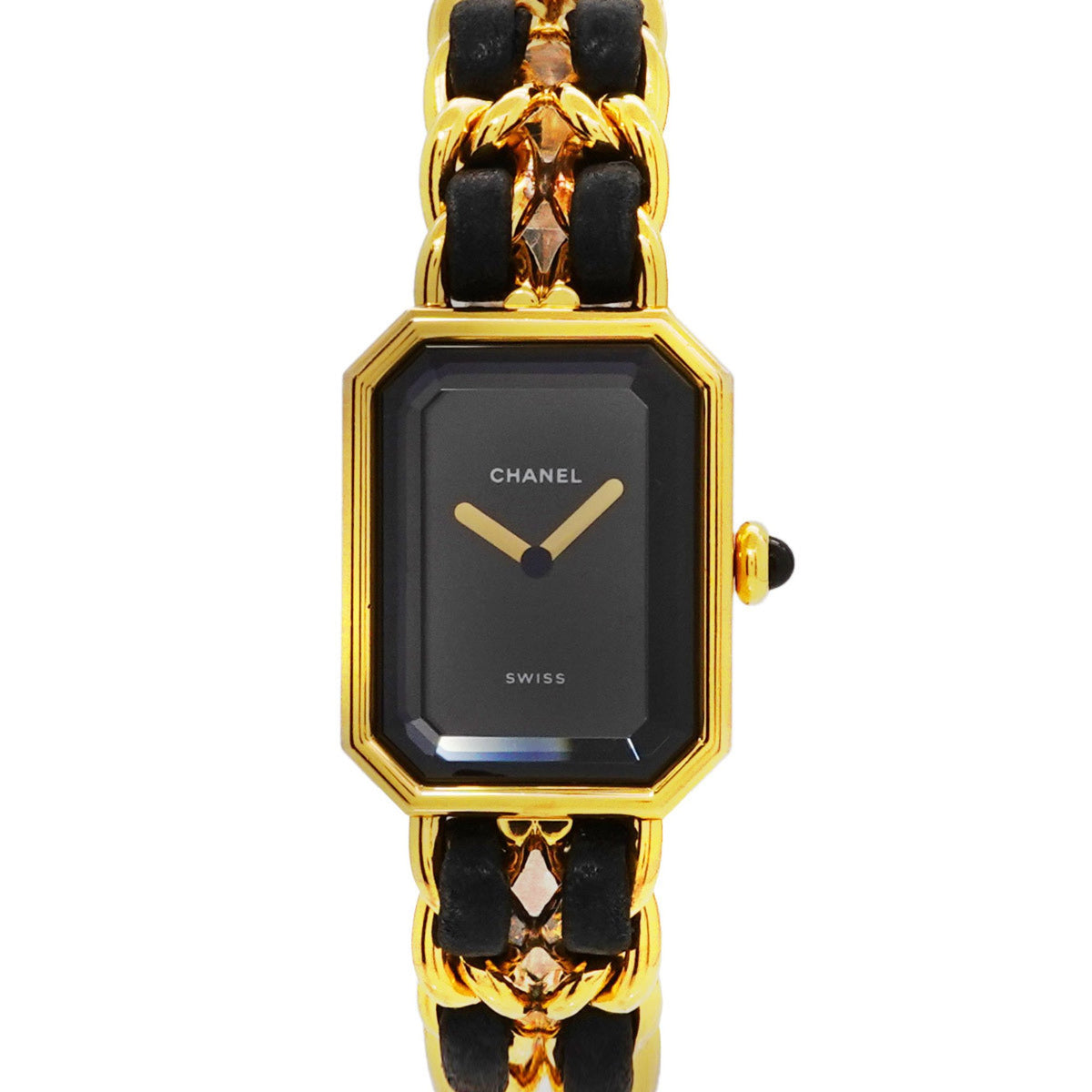 Gebrauchte CHANEL Premiere S Größe H0001 Damenuhr Schwarz Gold Quarz 