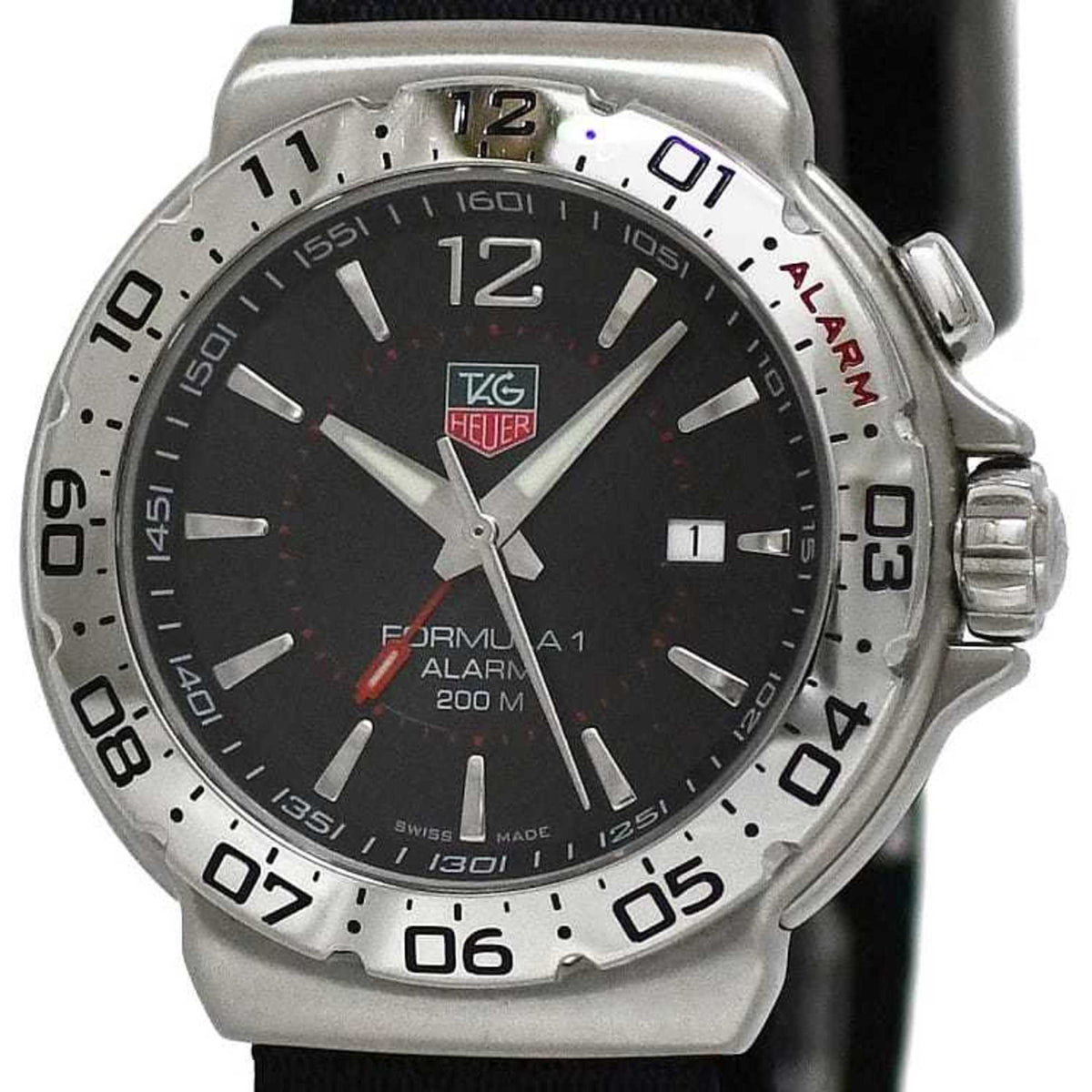 Gebrauchte Tag Heuer Armbanduhr Formula 1 f-22817 Schwarz Silber WAC111A SS Polyester Quarz LN8*** TAG Uhr Drei Zeiger Batteriebetrieben Zifferblatt Datum Herren 