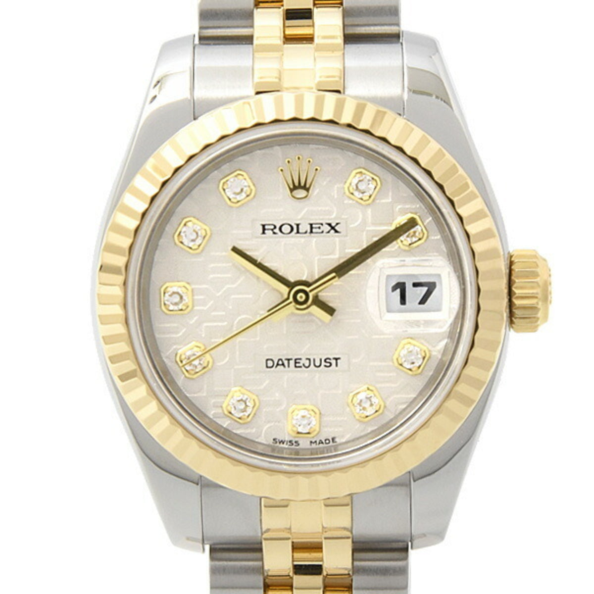 Gebrauchte Rolex Uhr für Damen Datejust Automatik Computer Silbernes Zifferblatt ROLEX SS?750YG 179173G 