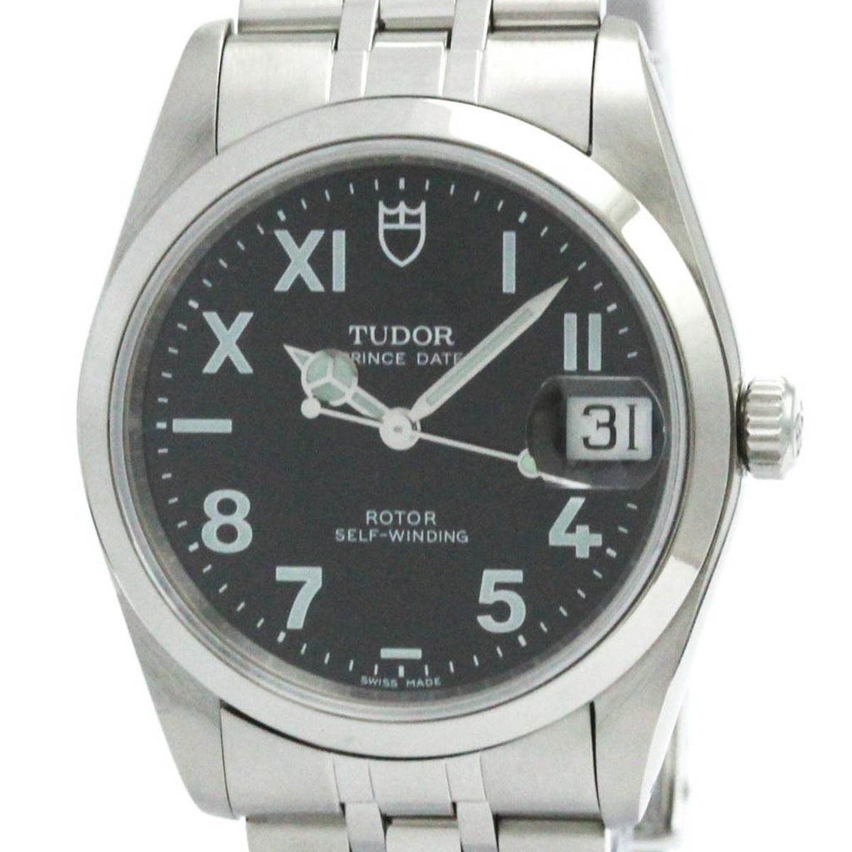 Gebrauchte, polierte TUDOR Prince Oyster Date Stahl Automatik Herrenuhr 74000N BF580936 