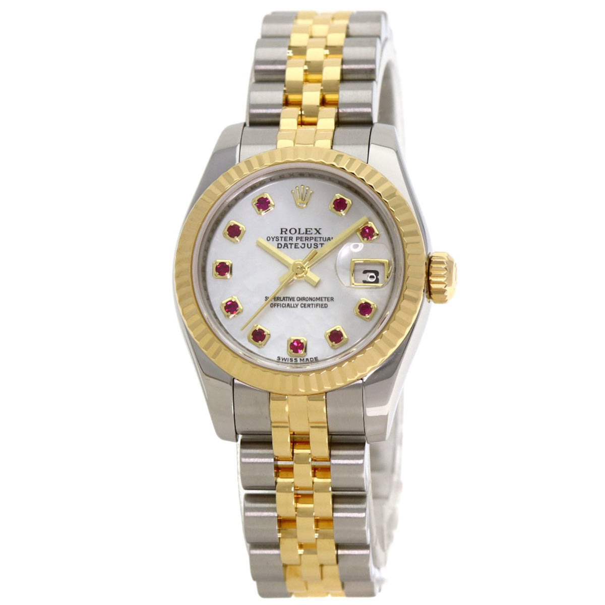 Pre-Owned Rolex 179173NGR Datejust 10-Piece Ruby Watch in Stainless Steel (SSx18KYG) for Women