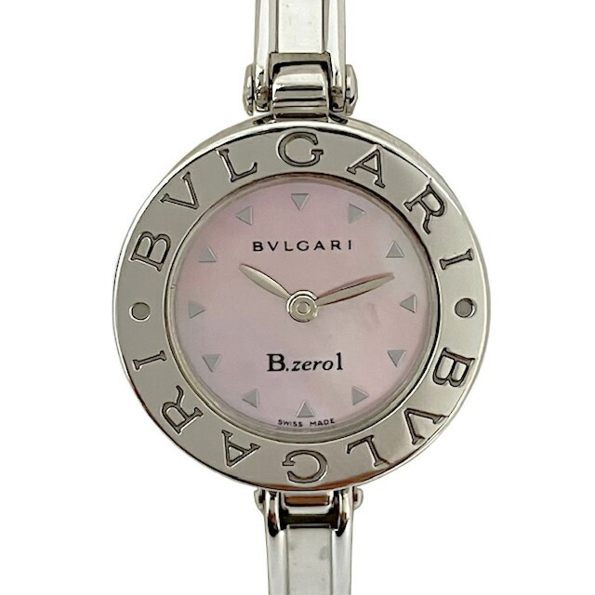 Gebrauchte BVLGARI B-zero1 BZ22S Shell Zifferblatt Rosa Edelstahl Armreif Armbanduhr Damen 