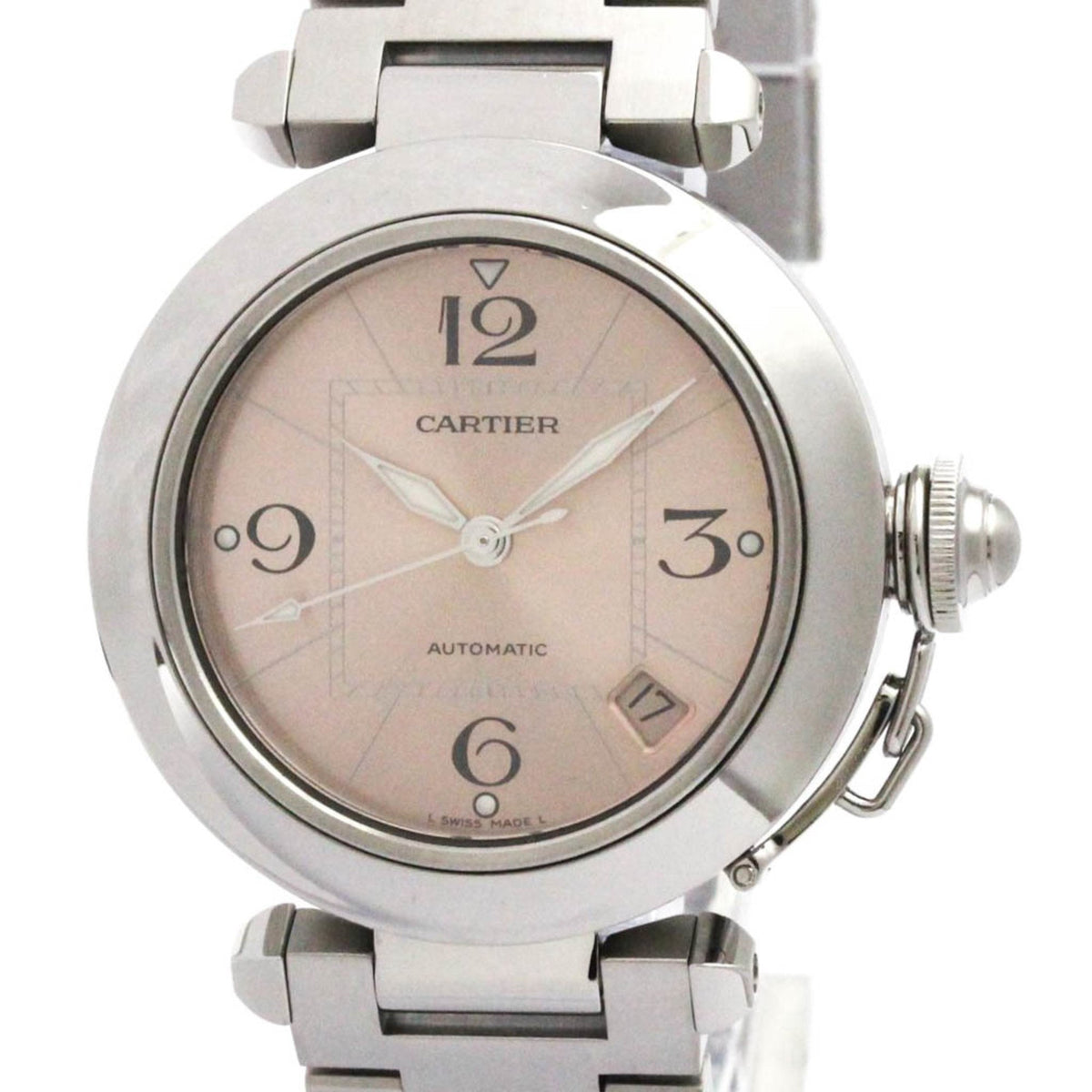Gebrauchte CARTIER Pasha C Stahl Automatik Unisex Uhr W31075M7 Poliert 