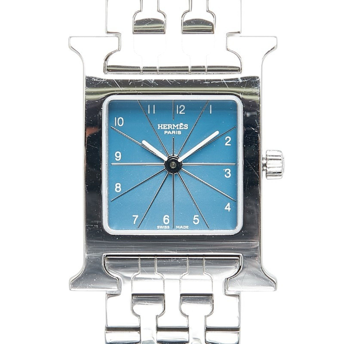 Gebrauchte Hermes H Uhr HH1.210 Quarz Blaues Zifferblatt Edelstahl Damen HERMES 