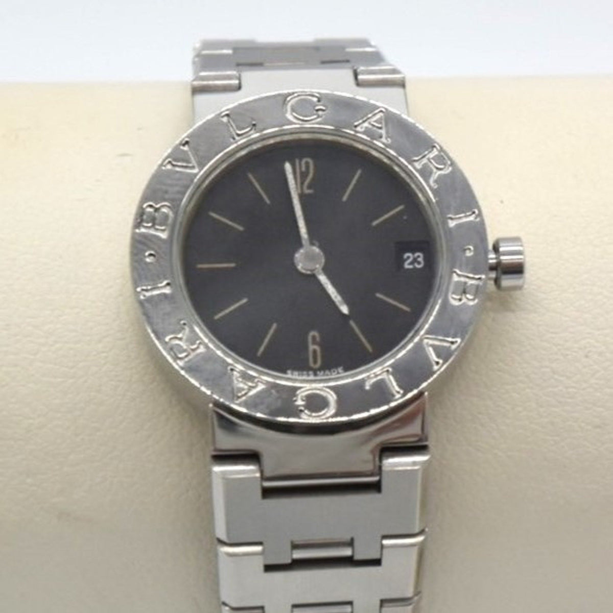 Gebrauchte BVLGARI Bvlgari Analoguhr Datum Schwarzes Zifferblatt BB23SS Damen 