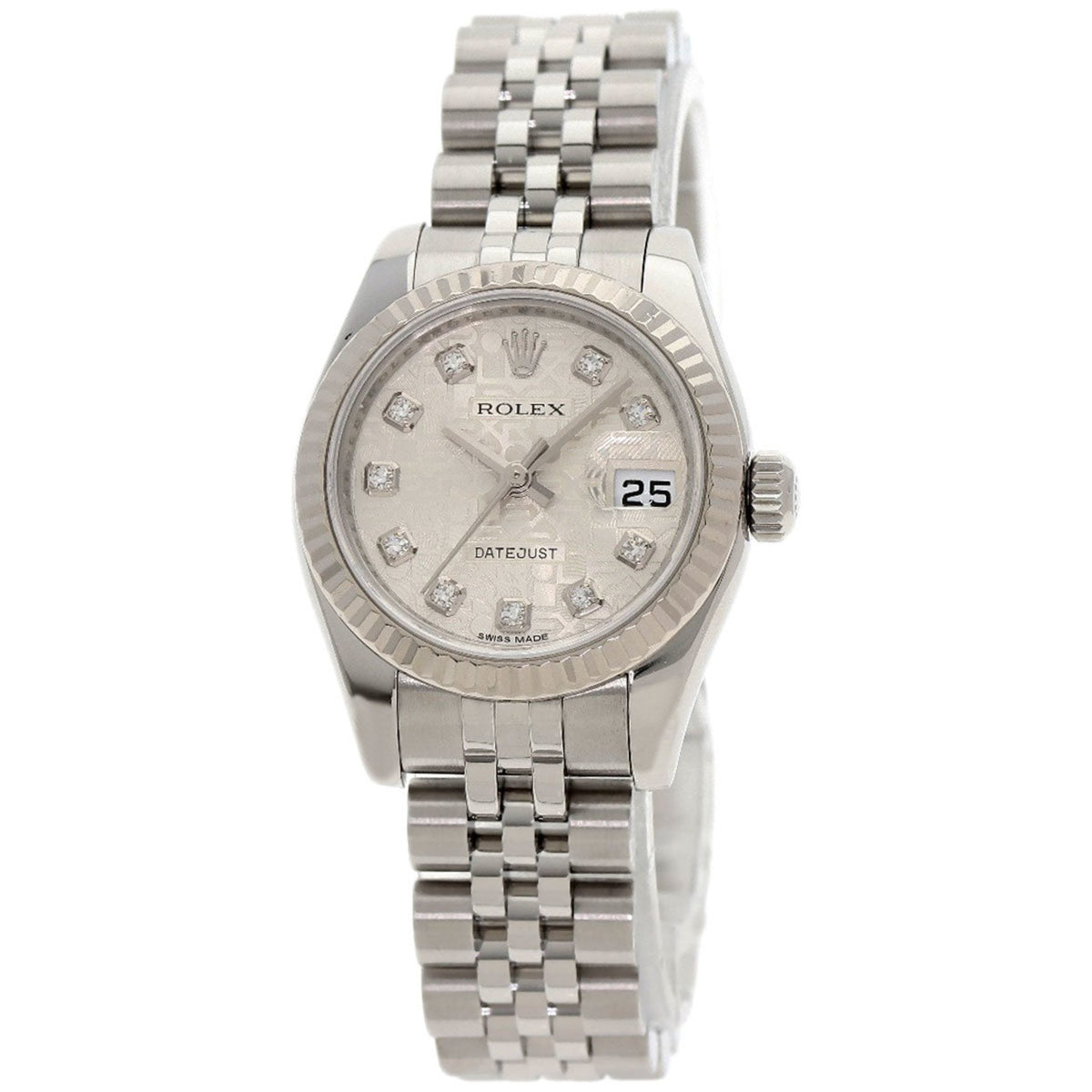 Pre-Owned Rolex 179174G Datejust 10-Piece Diamond Watch in Stainless Steel/SS/18K White Gold for Women