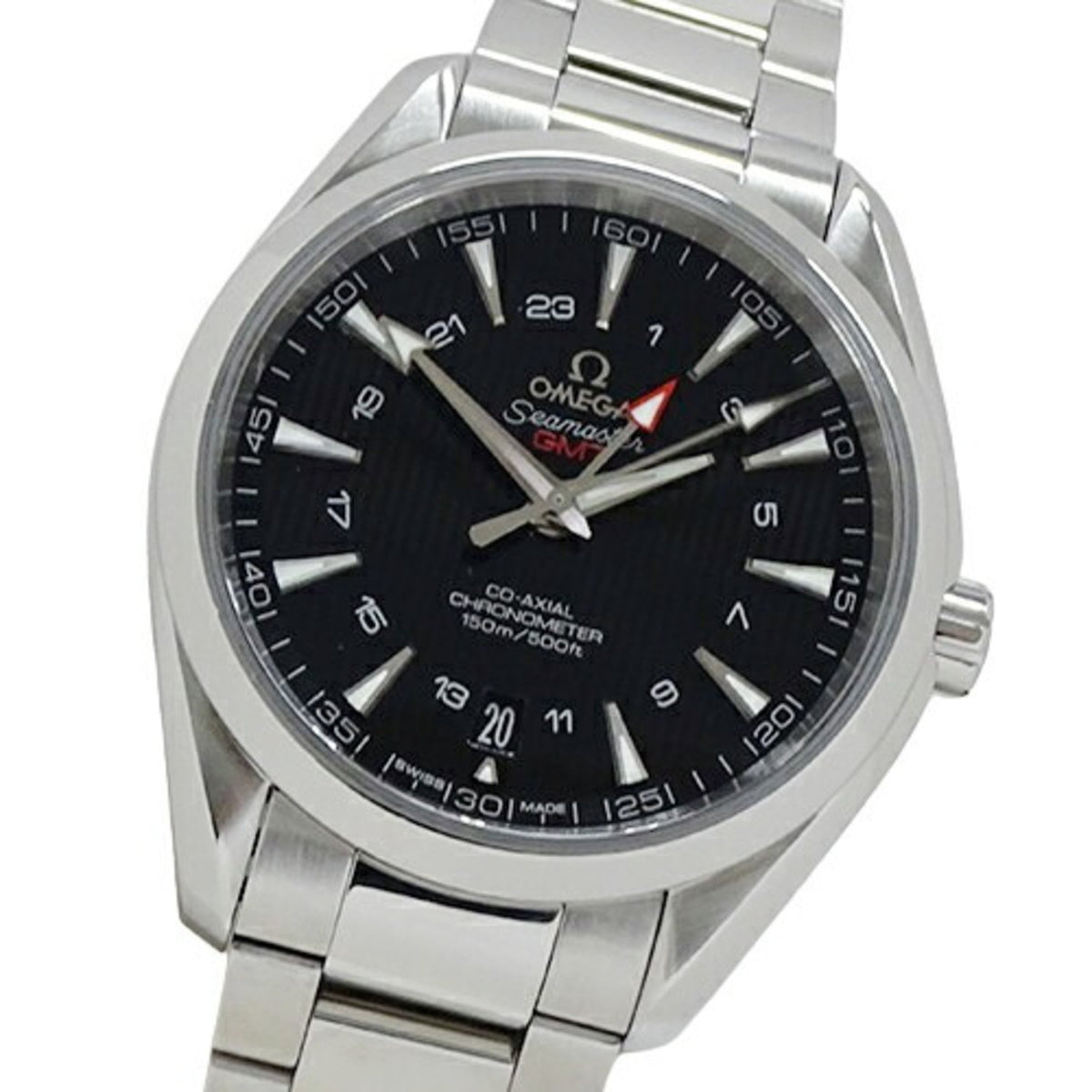Gebrauchte OMEGA Seamaster Aqua Terra 231.10.43.22.01.001 Herrenuhr GMT Koaxial Datum Automatik AT Edelstahl SS Silber Schwarz Poliert 