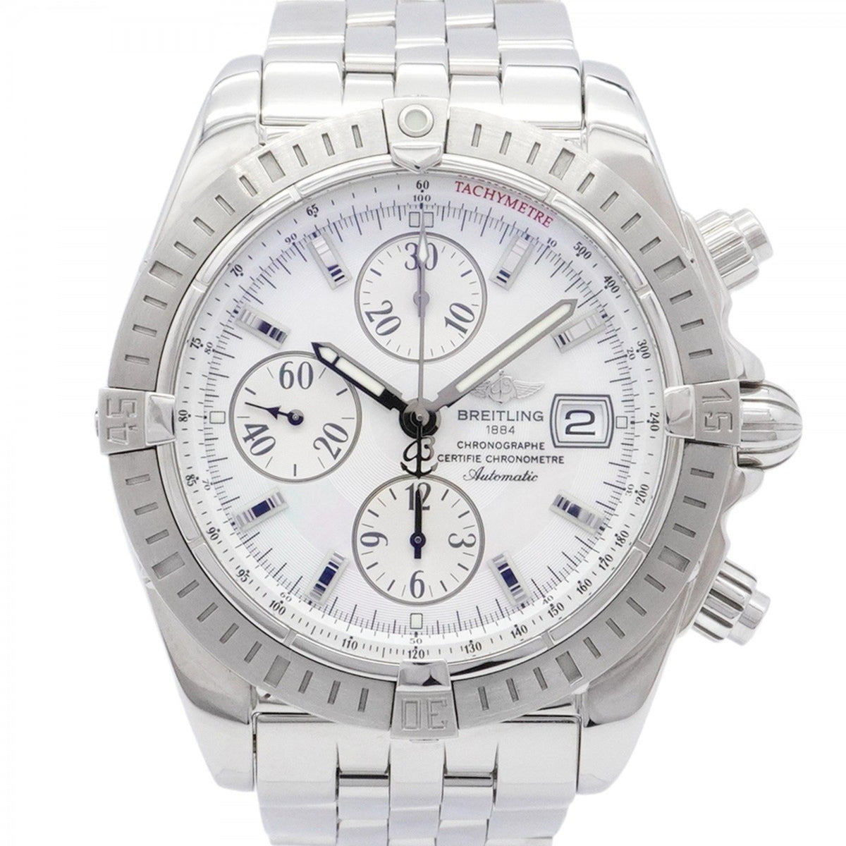 Gebrauchte Breitling Chronomat Evolution A13356 Herrenuhr mit weißem Zifferblatt 