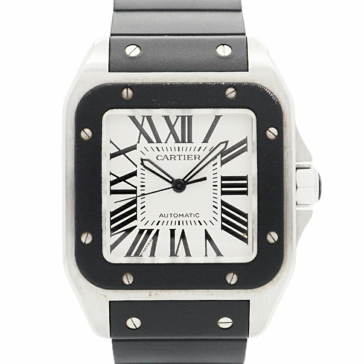Pre-Owned Cartier Santos 100 W20121U2 Silver Dial Men's Watch