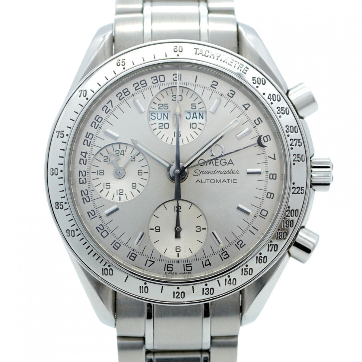 Gebrauchte Omega Speedmaster 3523.30 Herrenuhr mit silbernem Zifferblatt 