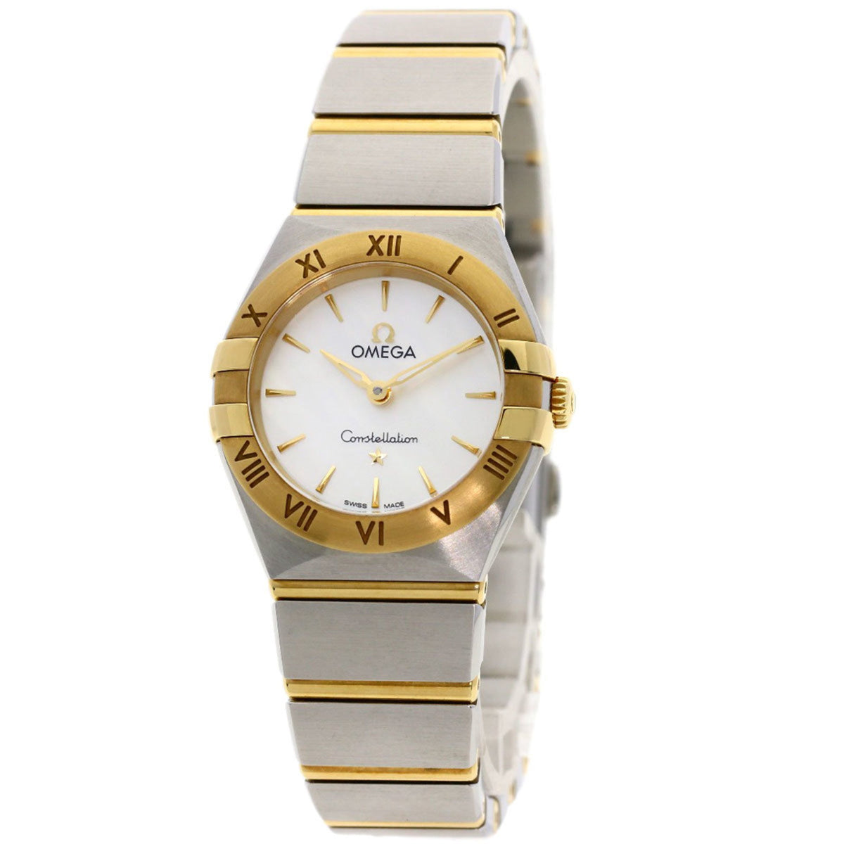 Gebrauchte OMEGA 131.20.25.60.05.002 Constellation Manhattan Uhr aus gebürstetem Edelstahl in 18 Karat Gelbgold (SSxK) für Damen 