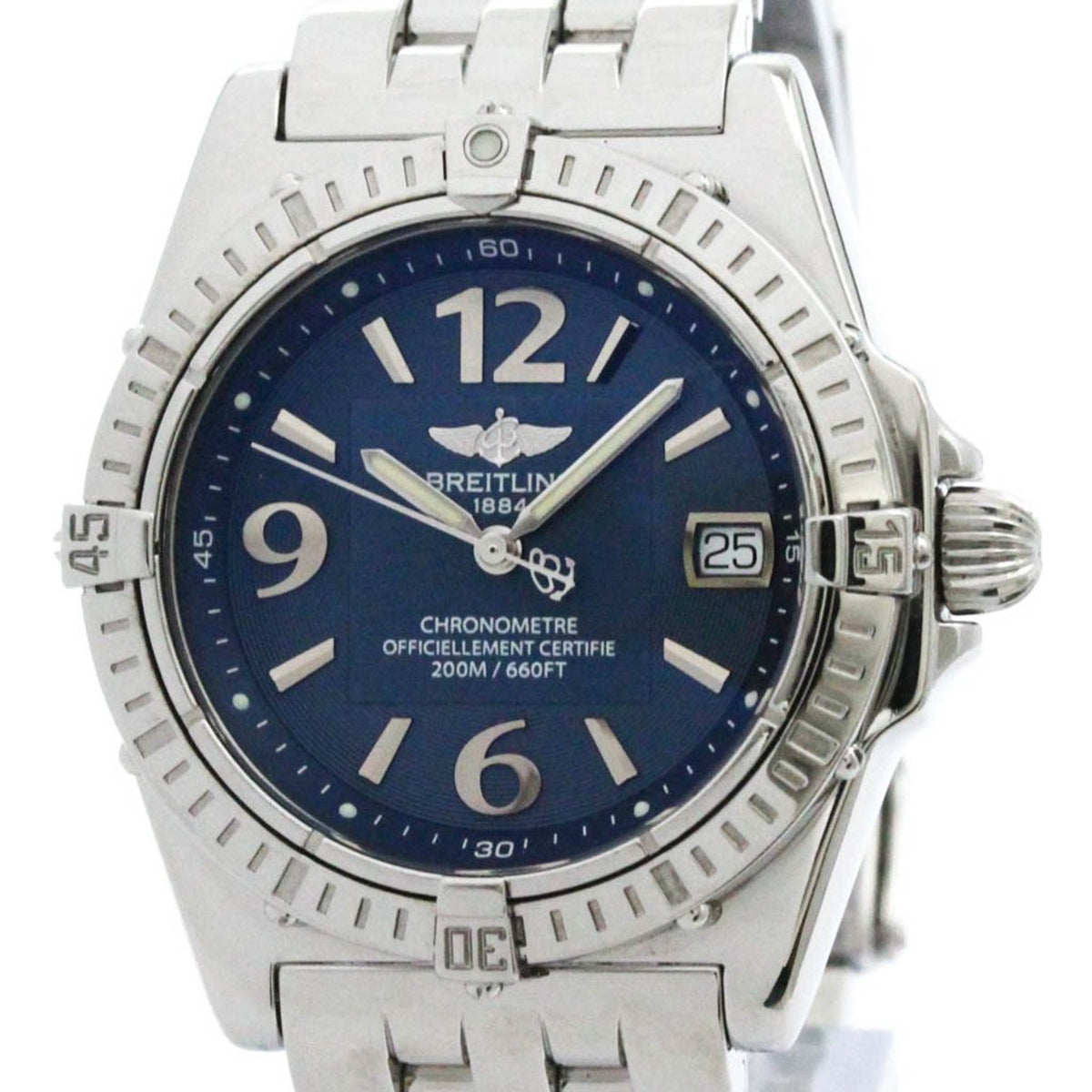 Gebrauchte polierte BREITLING Callisto Edelstahl-Quarz-Damenuhr A77346 BF576502 