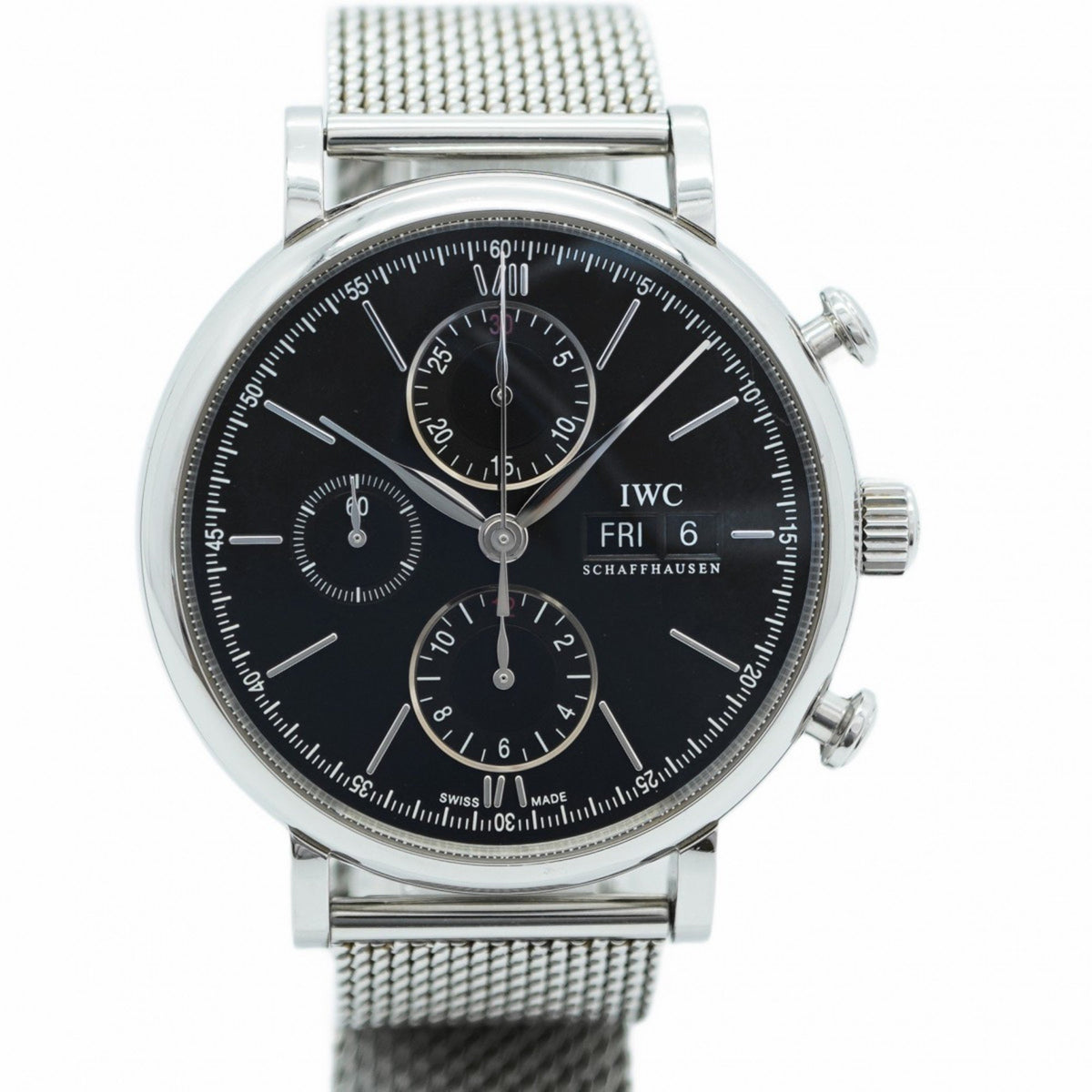 Gebrauchte IWC Schaffhausen Portofino IWIW391010 Herrenuhr mit schwarzem Zifferblatt 