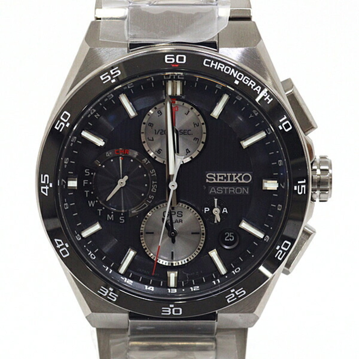Gebrauchte SEIKO Herrenuhr Astron Nexter SBXC151 Titan Schwarzes Zifferblatt Solar Radio Unbenutzt 