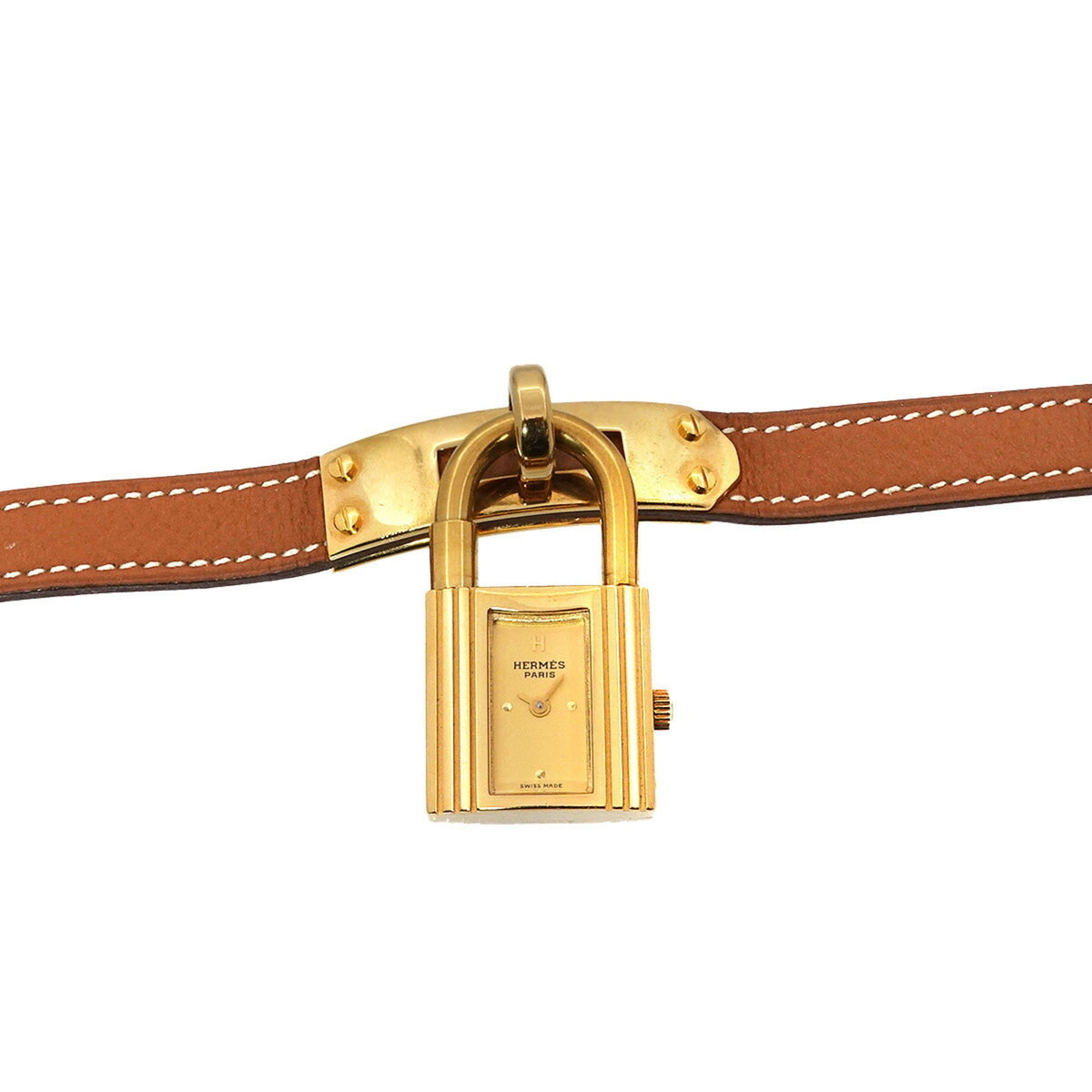 Pre-Owned Herm?s Kelly Watch Women's Gold Brown Quartz with Cadena