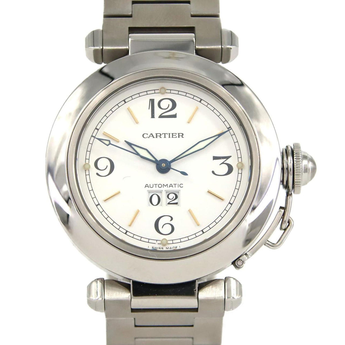Pre-Owned Cartier Pasha C Grande Date W31044M7 Stainless Steel Automatic Watch